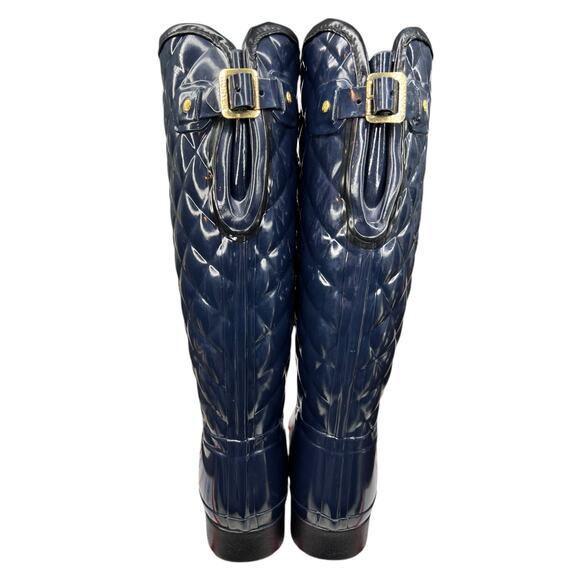 Hunter Women's Blue Glossy Quilted Waterproof Rain Boot Size US 10 - Picture 8 of 10